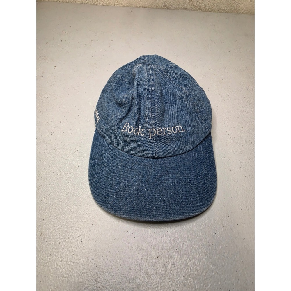 Book of the Month Book Person Blue Denim Embroidered Baseball Cap Hat